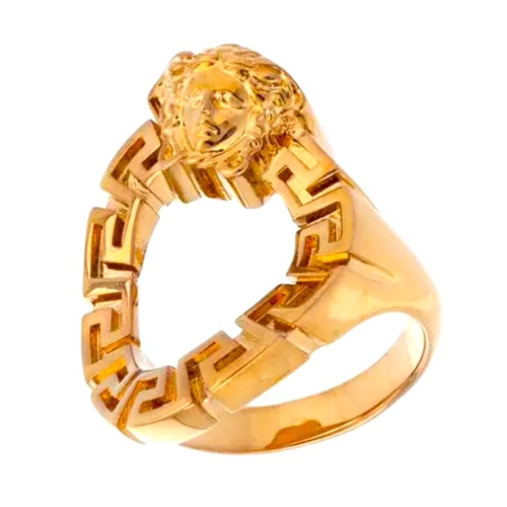 VERSACE Gold Plated Medusa Head Ring, Italian Size 19, Approx. USA Size 8-8.5